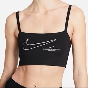 NIKE Black Light Support Indy Sports Bra Swoosh Graphic Size Large